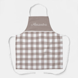 Earth Tone Check Volwassen Gepersonaliseerd Koken Schort