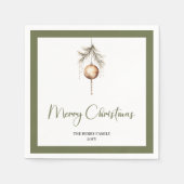 Earth Tone Christmas Bauble Script Family Napkins Servet (Voorkant)