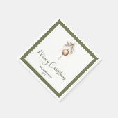 Earth Tone Christmas Bauble Script Family Napkins Servet (Hoek)