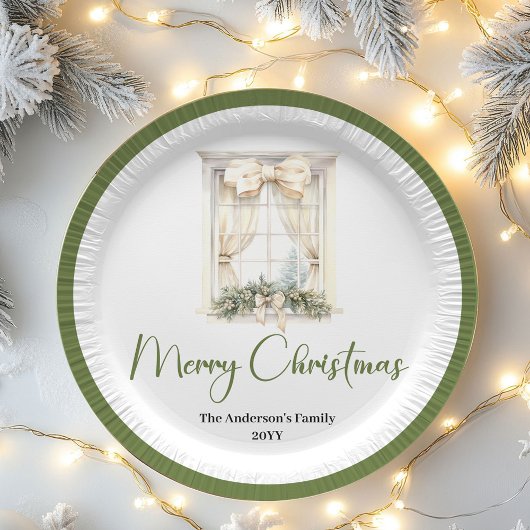 Earth Tone Christmas Script Custom Family Name  Papieren Bordje
