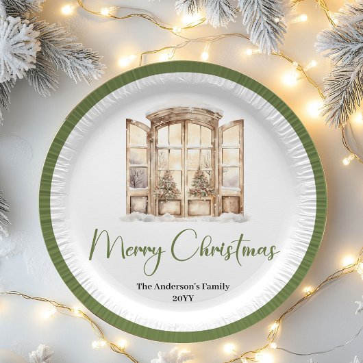 Earth Tone Christmas Script Custom Family Name  Papieren Bordje