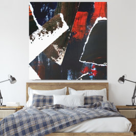 Earth Tone Collage met rode accenten Abstract Canvas Afdruk