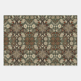 Earth Tone Cream en Brown Holiday Snowflake Inpakpapier Vel