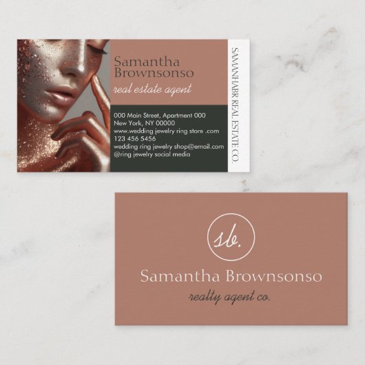 Earth Tone Custom Photo Agency Make-up Visitekaartje (Voorkant / Achterkant)