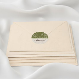 Earth Tone Floral Cheers! Aangepaste bruiloft Ronde Sticker