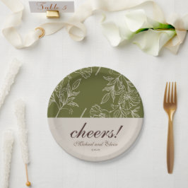 Earth Tone Floral Cheers! Wedding Onderzetter guns Papieren Bordje