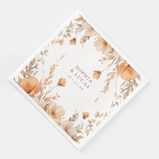 Earth Tone Floral Fall Wedding Servet (Hoek)