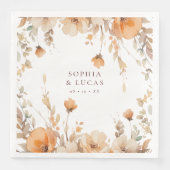 Earth Tone Floral Fall Wedding Servet (Voorkant)