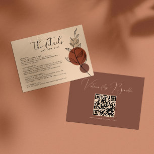 Earth Tone Foliage Terracotta Wedding QR - Gegeven Informatiekaartje