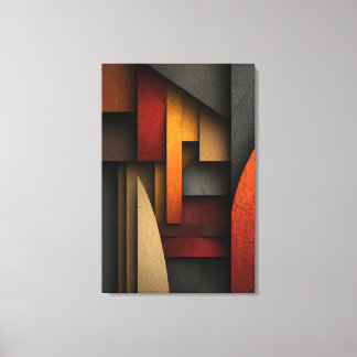 Earth Tone Geometric Layers Abstract Canvas Afdruk