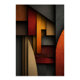Earth Tone Geometric Layers Abstract Perfect Poster