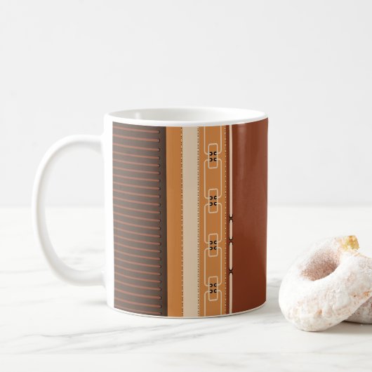 Earth Tone Geometric Pattern Mug Koffiemok (Met donut)