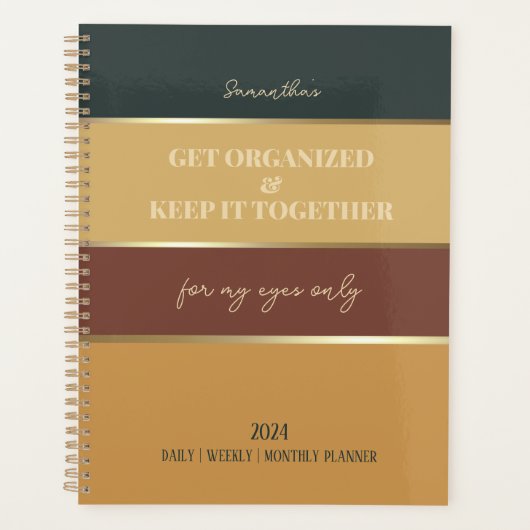 Earth Tone Gold Elegante Moderne Trendy Planner (Voorkant)
