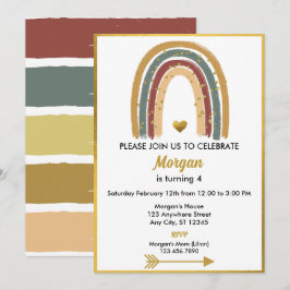 Earth Tone Gouden Glitter Boho Regenboog Verjaarda Kaart