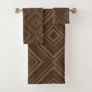 Earth Tone Hypnotische Diamond Moderne Abstracte K Bad Handdoek