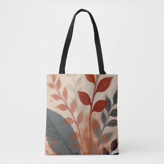 Earth Tone Leaves, Minimal Nature Art Aesthetic Tote Bag (Voorkant)