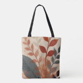 Earth Tone Leaves, Minimal Nature Art Aesthetic Tote Bag (Achterkant)