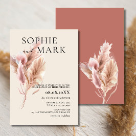 Earth Tone Minimalist Pampas Grass Rustic Boho Kaart