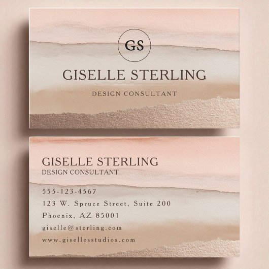 Earth Tone Monogram Boho Terracotta Waterverf Visitekaartje