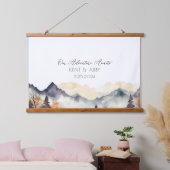 Earth Tone Mountain Waterverf bruiloft gastenboek Hangend Wandkleed (Slaapkamer)