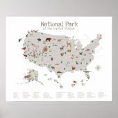 Earth Tone National Park Kaart van Woodland Nurser Poster (Voorkant)