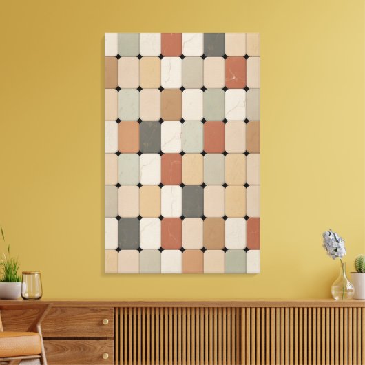 Earth Tone Organic Tile Weave Canvas Afdruk (Insitu (Woonkamer))