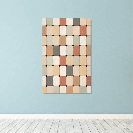 Earth Tone Organic Tile Weave Canvas Afdruk (Insitu (Houten vloer))