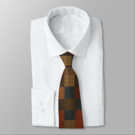 Earth Tone Patchwork Plaid Necktie Stropdas