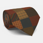 Earth Tone Patchwork Plaid Necktie Stropdas (Opgerold)