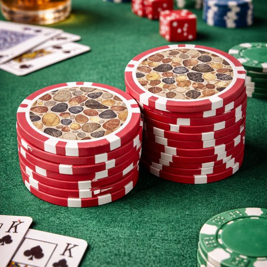 Earth Tone Pebble Tile Pattern Poker Chips
