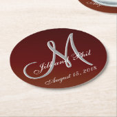 Earth Tone Red 3d Monogram Ronde Kartonnen Onderzetter (Gebogen)