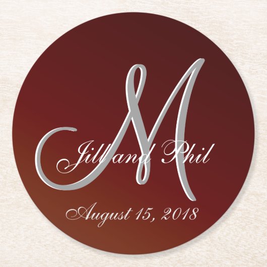 Earth Tone Red 3d Monogram Ronde Kartonnen Onderzetter (Voorkant)