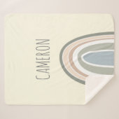 Earth Tone Regenboog Illustratie met Naam Sherpa Deken (Voorkant (horizontaal))