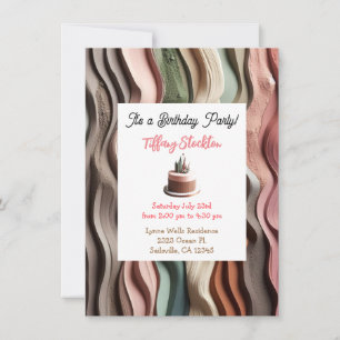 Earth-Tone Rippled Waves Verjaardagsuitnodiging Kaart