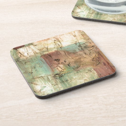 Earth Tone-schildering met gekraakt oppervlak Drankjes Onderzetter (Linkerzijde)