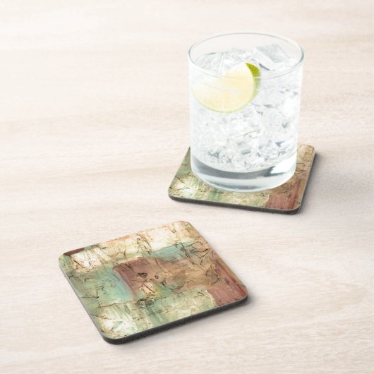 Earth Tone-schildering met gekraakt oppervlak Drankjes Onderzetter (Rechterzijde)