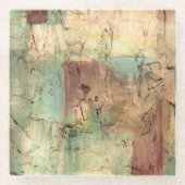 Earth Tone-schildering met gekraakt oppervlak Glazen Onderzetter (Voorkant)