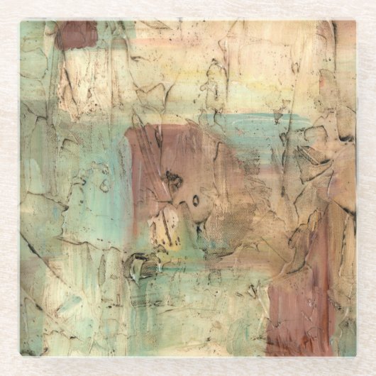 Earth Tone-schildering met gekraakt oppervlak Glazen Onderzetter (Voorkant)