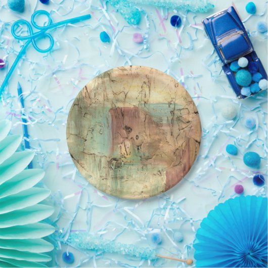 Earth Tone-schildering met gekraakt oppervlak Papieren Bordje (Feest)