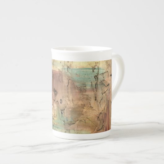 Earth Tone-schildering met gekraakt oppervlak Porselein Kop (Voorkant rechts)