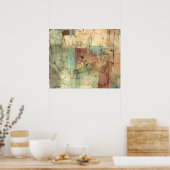 Earth Tone-schildering met gekraakt oppervlak Poster (Keuken)