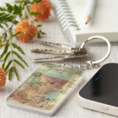 Earth Tone-schildering met gekraakt oppervlak Sleutelhanger (Voorkant Rechts)