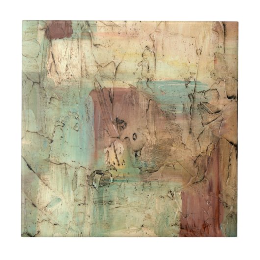Earth Tone-schildering met gekraakt oppervlak Tegeltje (Voorkant)