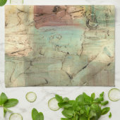 Earth Tone-schildering met gekraakt oppervlak Theedoek (Gevouwen)