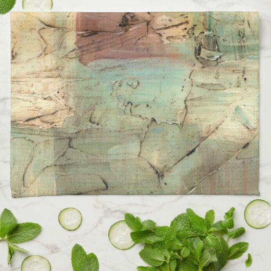 Earth Tone-schildering met gekraakt oppervlak Theedoek (Gevouwen)