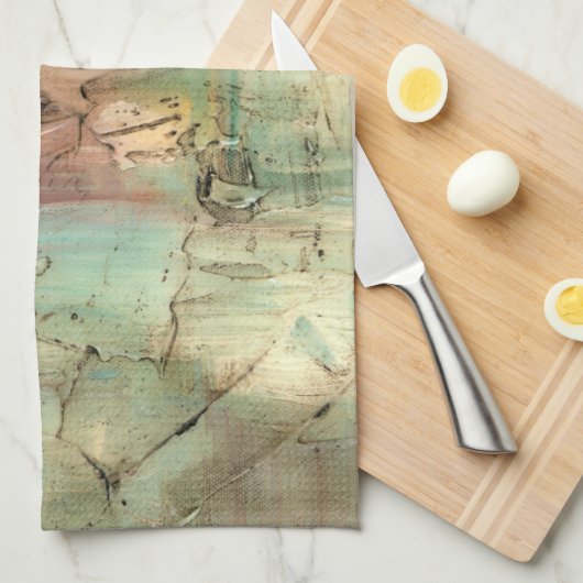 Earth Tone-schildering met gekraakt oppervlak Theedoek (Quarter Fold)