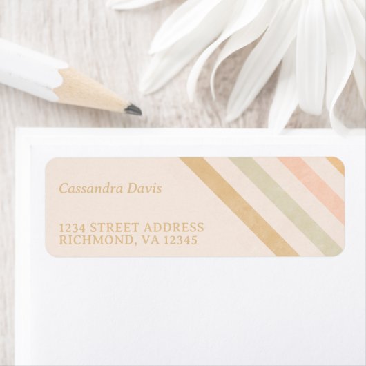 Earth Tone Stripes | Minimale terugzendadres Boho Etiket (Insitu)