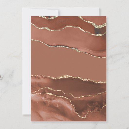 Earth Tone Terracotta Gold Agate Marble Wedding Kaart (Achterkant)