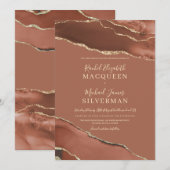 Earth Tone Terracotta Gold Agate Marble Wedding Kaart (Voorkant / Achterkant)