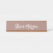 Earth Tone Terracotta Sketting Cursive Script Bureau Naambordje (Voorkant)